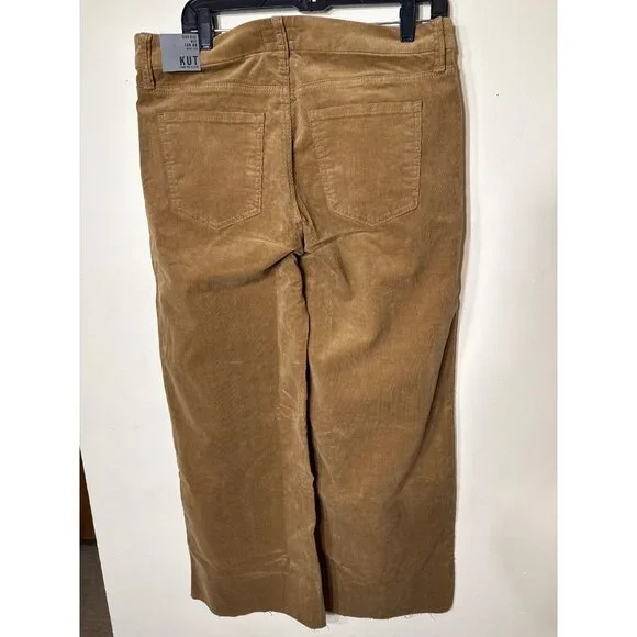Kut From The Kloth High Rise Meg Fab Ab Wide Leg Corduroy Pants Size 10 Brown - Picture 2 of 8